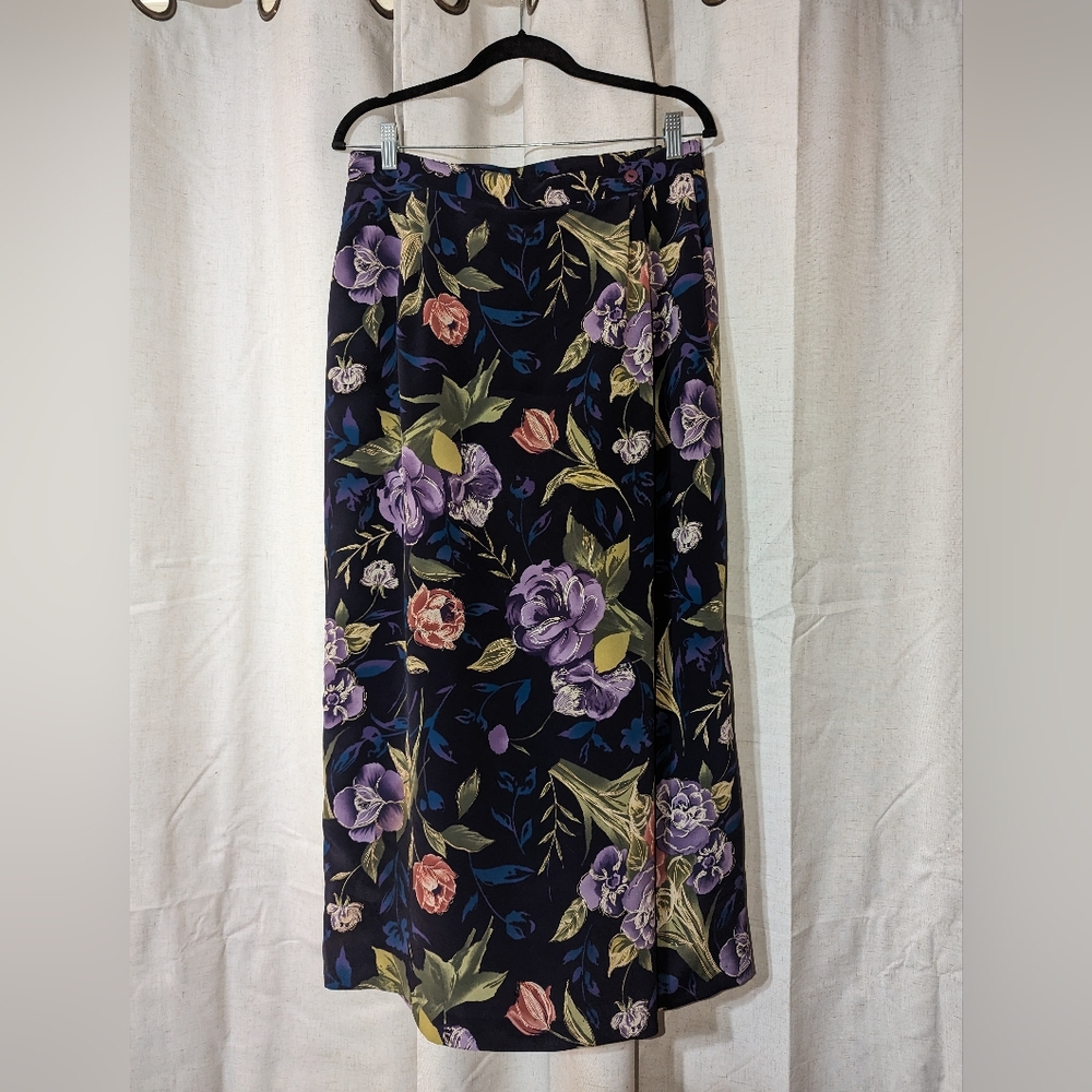 Vintage Purple Floral Maxi Skirt